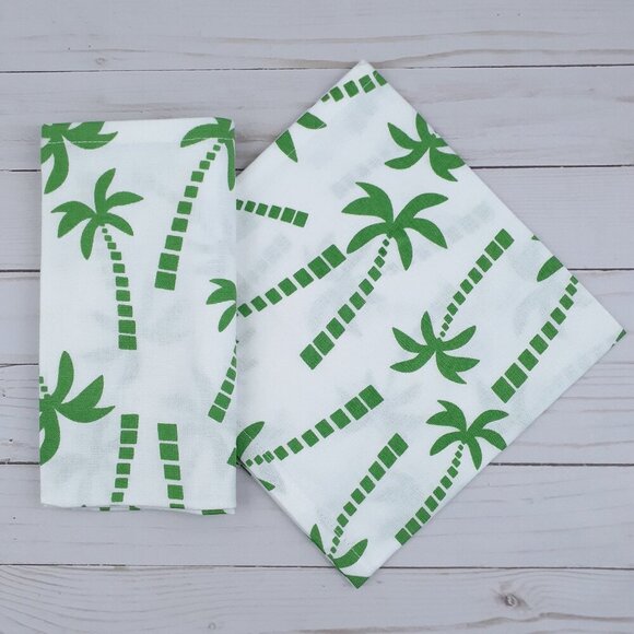 Fabric Dinner Napkins Palm Trees 18x18 Set of 4 Tropical - Picture 1 of 2